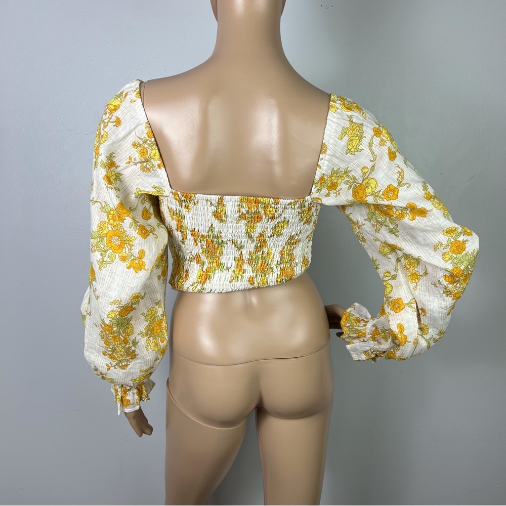 NEW FAITHFULL THE BRAND REVOLVE FLORAL PRINT LINEN CROP TOP - Picture 7 of 10